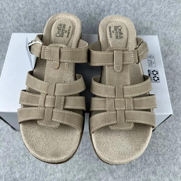 Croft & Barrow Womens Size 9.5 Tan Slip On Sandals Ortholite Eco Walking Comfort - Picture 6 of 10